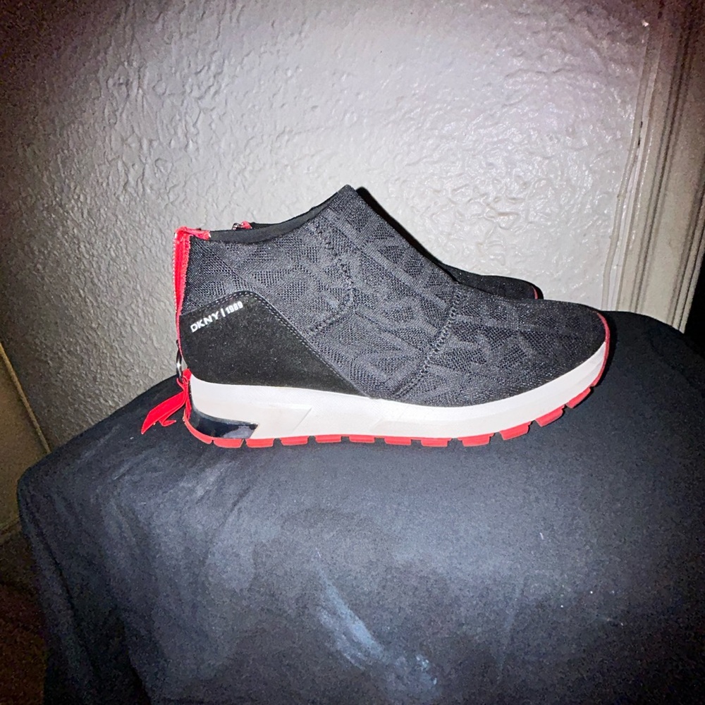 DKNY Black Sneakers with Red Accents